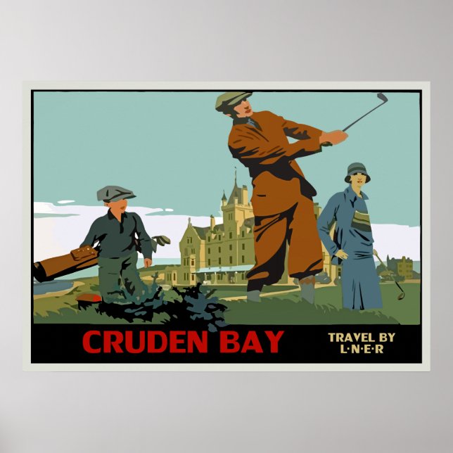 Poster Annonce de golf Retro Cruden Bay Scotland (Devant)