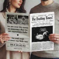 Annonce de grossesse dans un journal plié en deux 