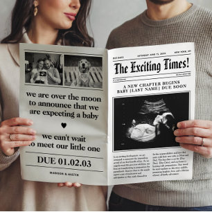 Poster Annonce de grossesse dans un journal plié en deux