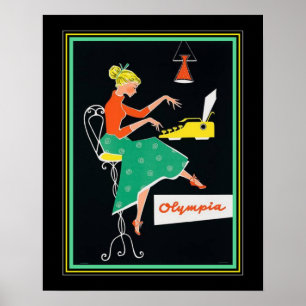 Poster Annonce de machine à écrire du milieu du siècle