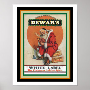 Poster Annonce de Noël Vintage du Étiquette blanc de Dewa
