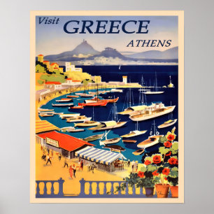 Poster Annonce de voyage en Grèce vintage