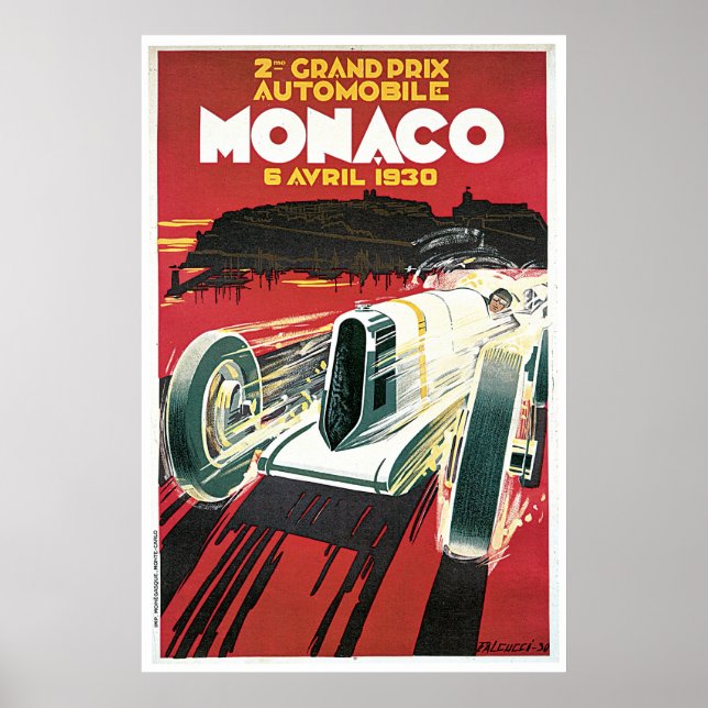 Poster Annonce de voyage vintage du Grand Prix de Monaco  (Devant)
