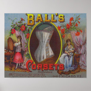 Poster Annonce des Corsets de Ball 1880