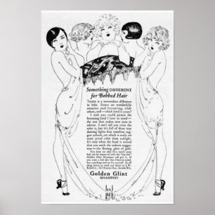 Poster Annonce d'or vintage de shampooing