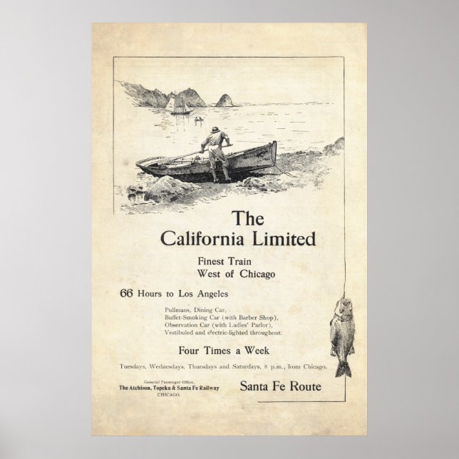 Poster Annonce ferroviaire vintage de 1899 (Devant)
