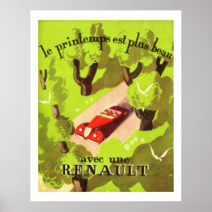 Poster Annonce française vintage de voiture
