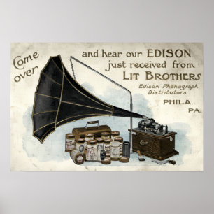 Poster Annonce Phonographe vintage de l'ère victorienne