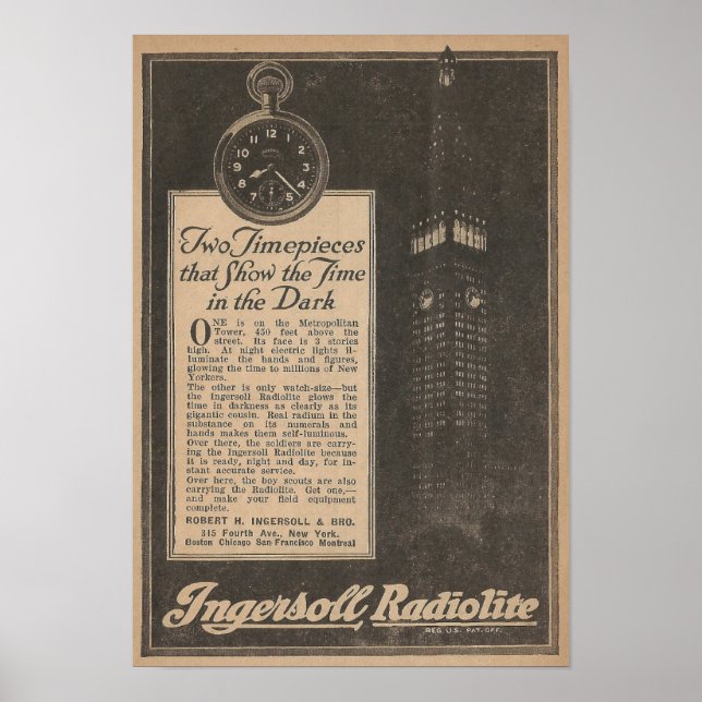 Poster Annonce Radium Watch 1918 (Devant)