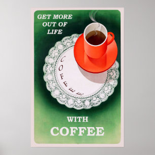 Poster Annonce rétro de l'affiche de café vintage