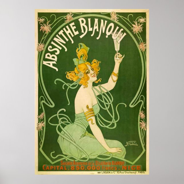 Poster Annonce vintage Absinthe Blanqui (Devant)