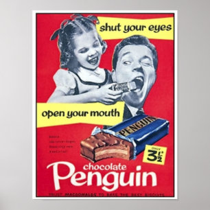 Poster Annonce vintage au chocolat Penguin