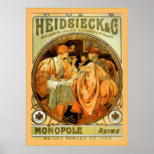 Poster Annonce vintage de Heidsieck et de Cie. Champagne