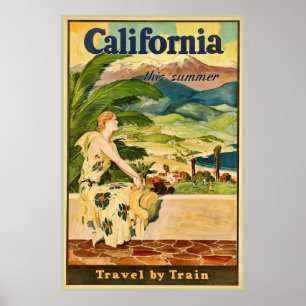 Poster Annonce Vintage de voyage en Californie