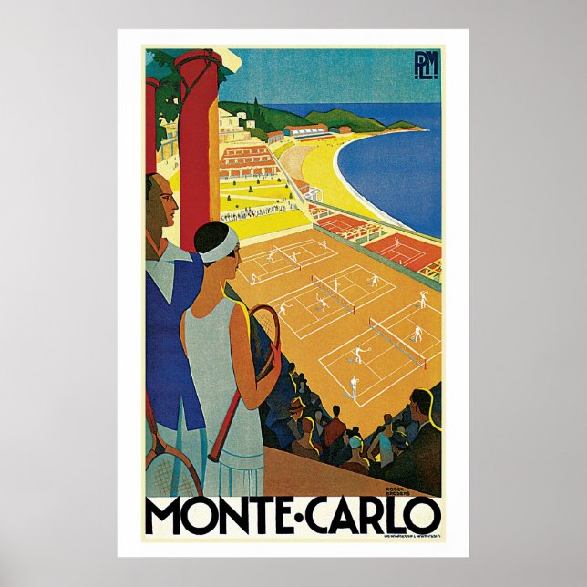 Poster Annonce vintage Monte Carlo Tennis (Devant)