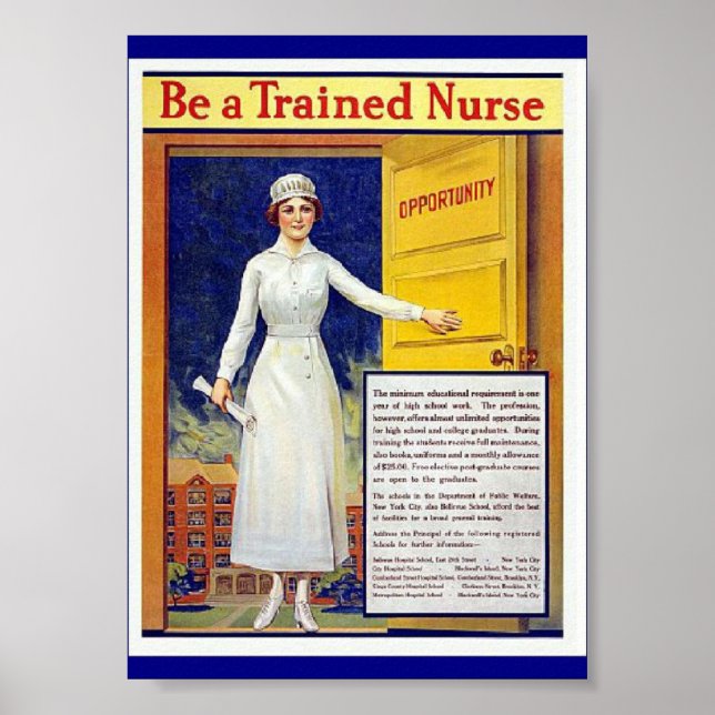 Poster Annonce vintage pour devenir infirmière diplômée, (Devant)
