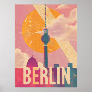Poster Annonces voyage Vintage rose Berlin