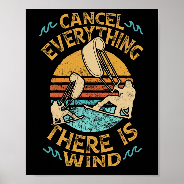 Poster Annuler Tout Il Y A Vent Kitesurf Kite Boar (Devant)