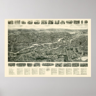Poster Ansonia, CT Carte panoramique - 1921