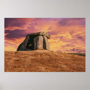 Poster Anta do Tapadao Dolmen. Ruines néolithiques à Crat