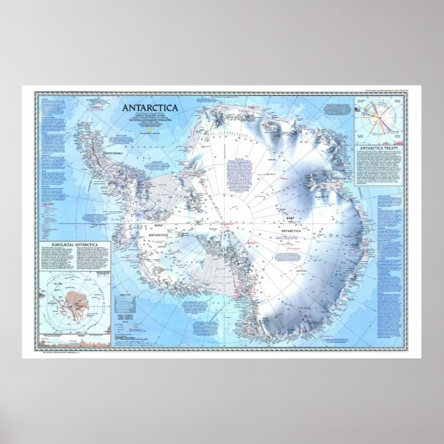 Poster " Antarctique : 1987 Carte détaillée ... (Devant)