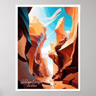 Poster Antelope Canyon Arizona Illustration de voyage
