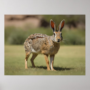 Poster Antelope Jackrabbit debout sur l'herbe