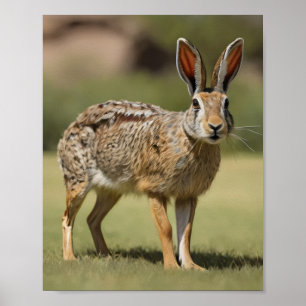 Poster Antelope Jackrabbit debout sur l'herbe
