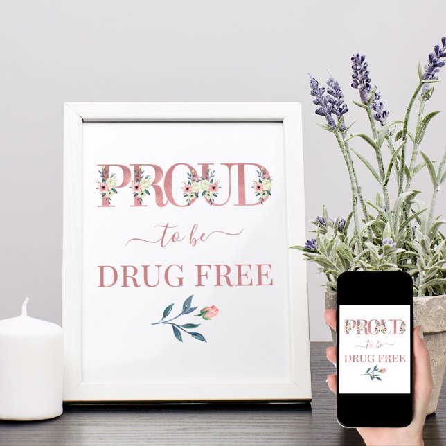 Poster Anti-Drogues Pink Floral Lette Fière d'être sans d (Créateur téléchargé)
