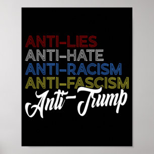 Poster Anti Mensonge Anti Haine Anti-Racisme Anti-Fascism