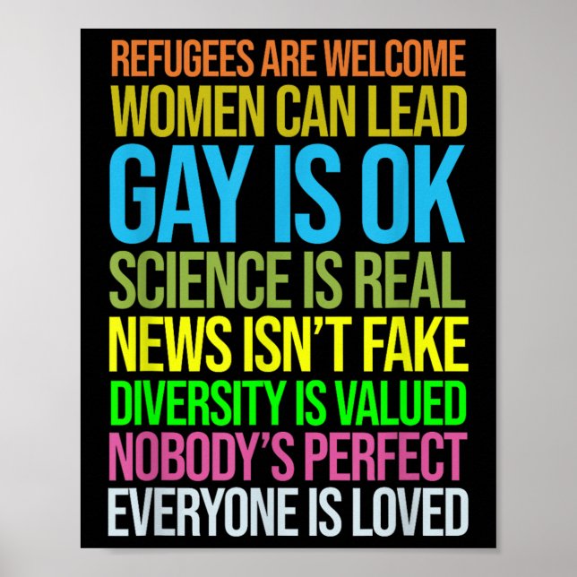 Poster Anti Trump Science Refugees Love Women Rights (Devant)