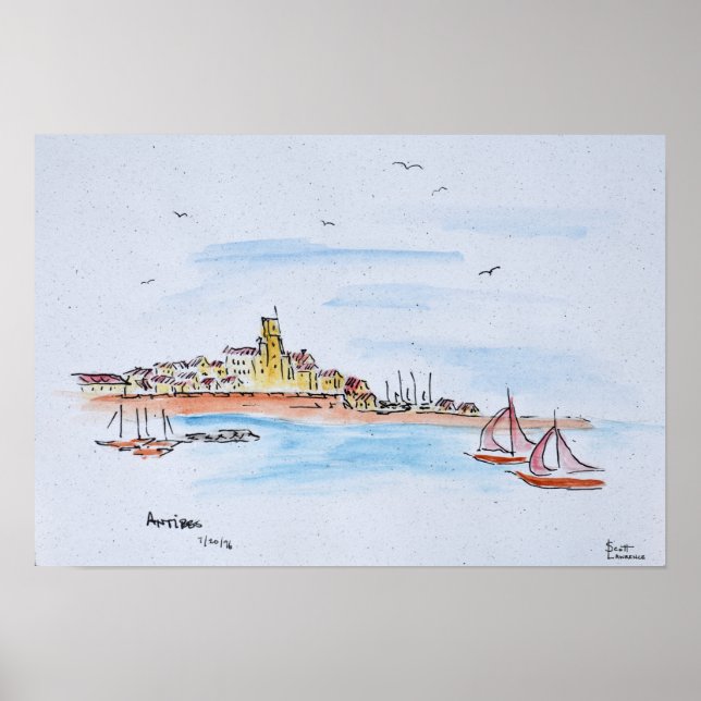 Poster Antibes sur la Méditerranée, France (Devant)
