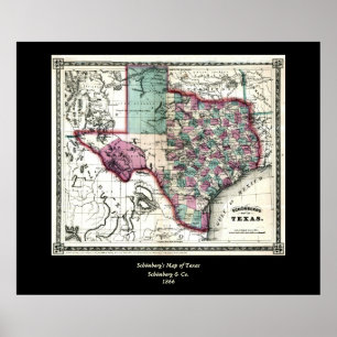 Poster Antiquarian Map of Texas by Schönberg & Co.
