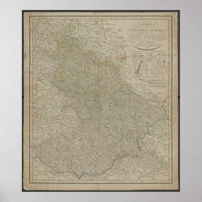 Poster Antique 1799 Map of Silesia & Moravia, Historical  (Devant)