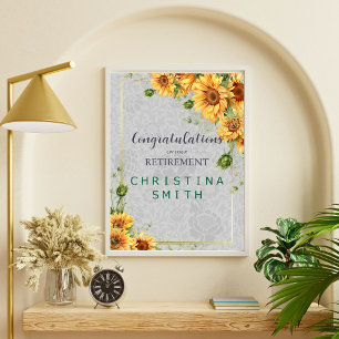 Poster Antique Aquarelle Tournesol Idée de la fête de ret