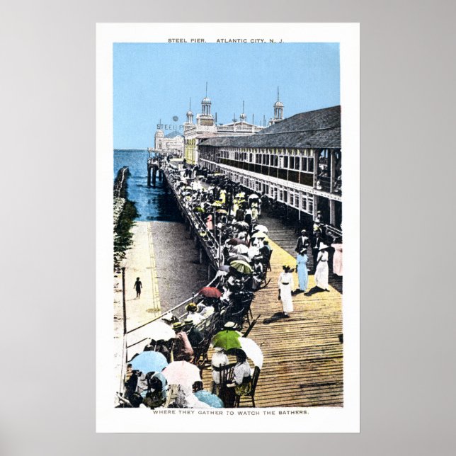 Poster Antique Atlantic City New Jersey Steel Pier (Devant)
