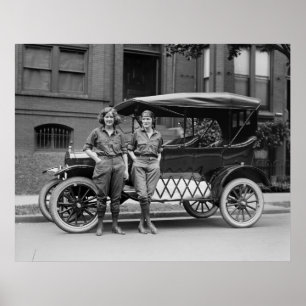 Poster Antique Car Girls, années 20