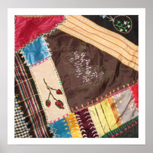 Poster Antique, époque victorienne, Carré Crazy Quilt