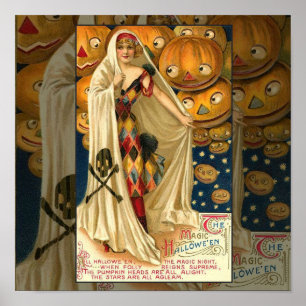 Poster Antique Halloween Jack-o'-lantern Costume Femme