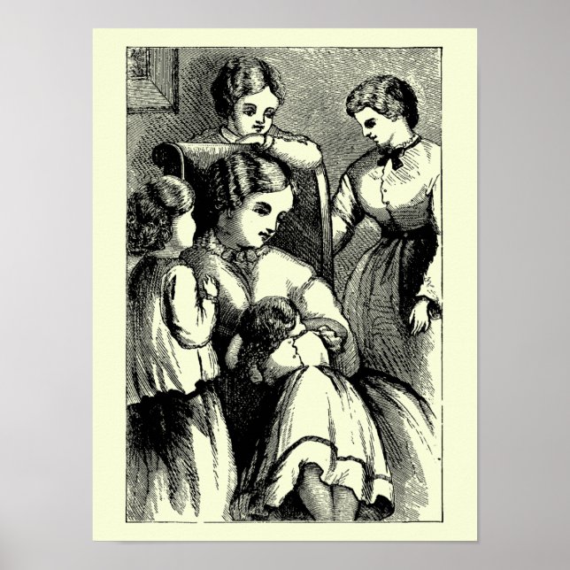 Poster Antique Little Women frontispice par May Alcott (Devant)