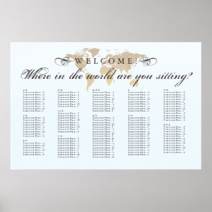 Poster Antique Look Où dans le monde Siating Chart