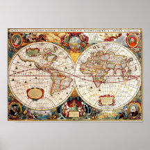 Antique médiévale, historique Carte du Monde Nova 