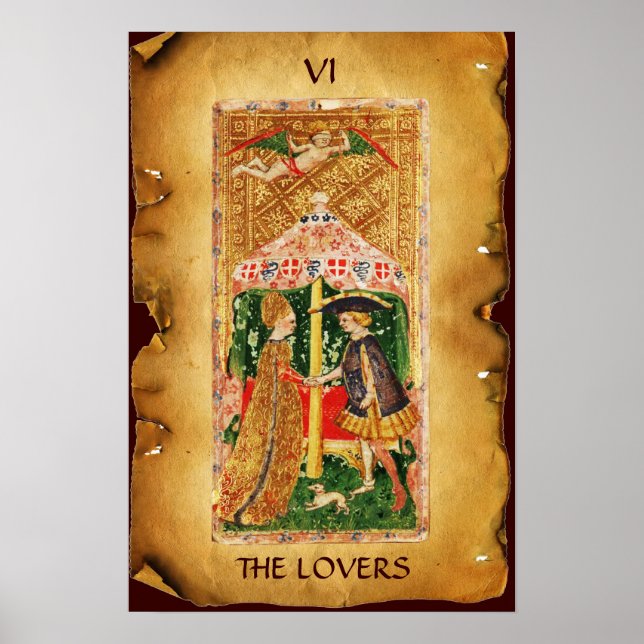 POSTER ANTIQUE RENAISSANCE TAROTS 6 / LES LOVERS (Devant)