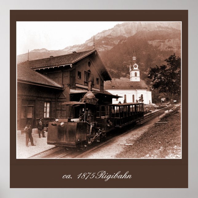 Poster Antique Rigi Gare de montagne (Devant)