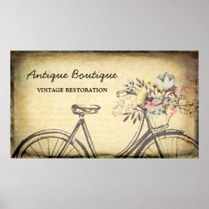 Poster Antique Shop Vintage Floral Bicycle