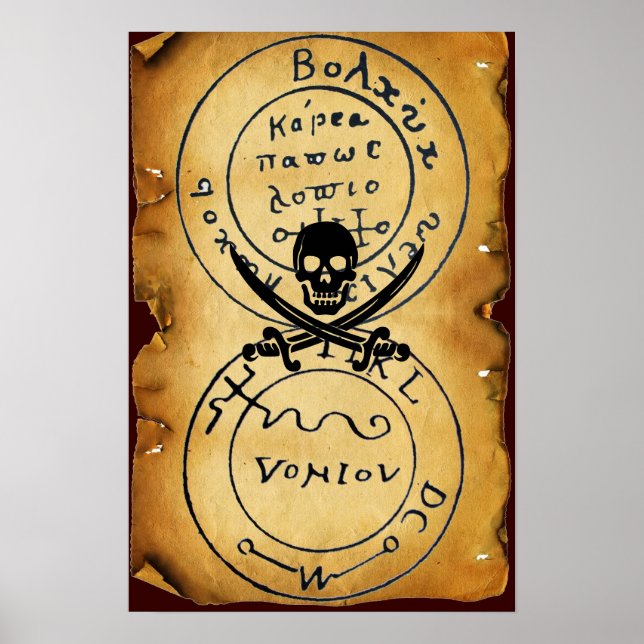 POSTER ANTIQUE TALISMAN / PIRATES CARTE DU TRÉSOR (Devant)
