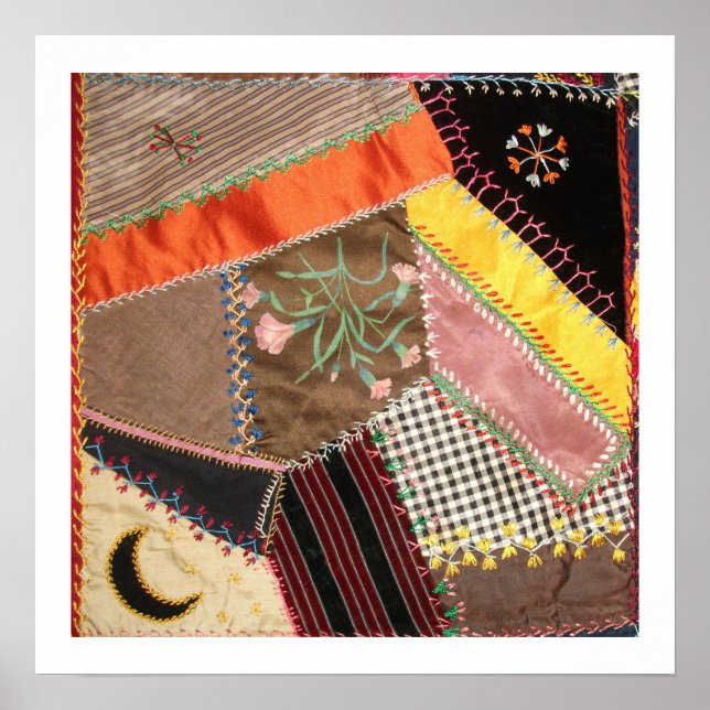 Poster Antique Victorian Crazy Quilt Carré (Devant)