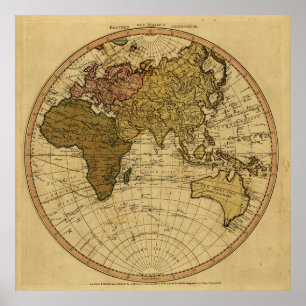 Poster Antique William Filament 1786 Eastern Hemisphere