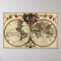 Antique World Map by Guillaume de L'Isle, 1720