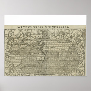 Poster Antique World Map by Sebastian Münster aux environ